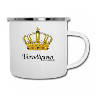 Emaille-Tasse „Vorzeltqueen“